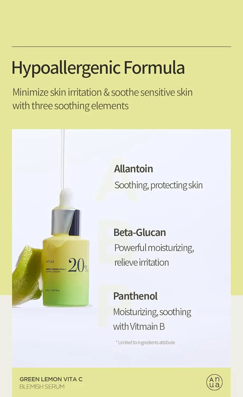 Green Lemon Vitamin C Blemish Serum 20ml - ANUA Cosmetics